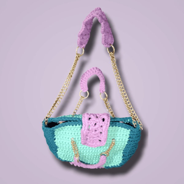 Bolsa Tote Tejida a Crochet - Modelo Acordeón