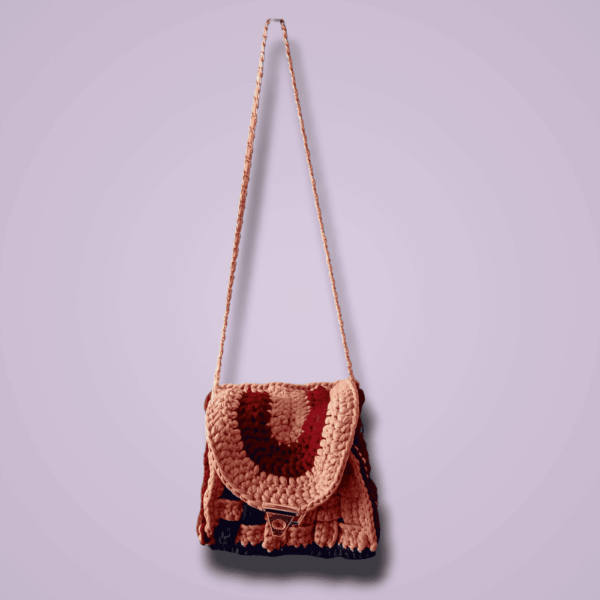 bolso-36 Bolsa Tipo Flap Cuadrado - Tejida A Crochet - Hecho A Mano