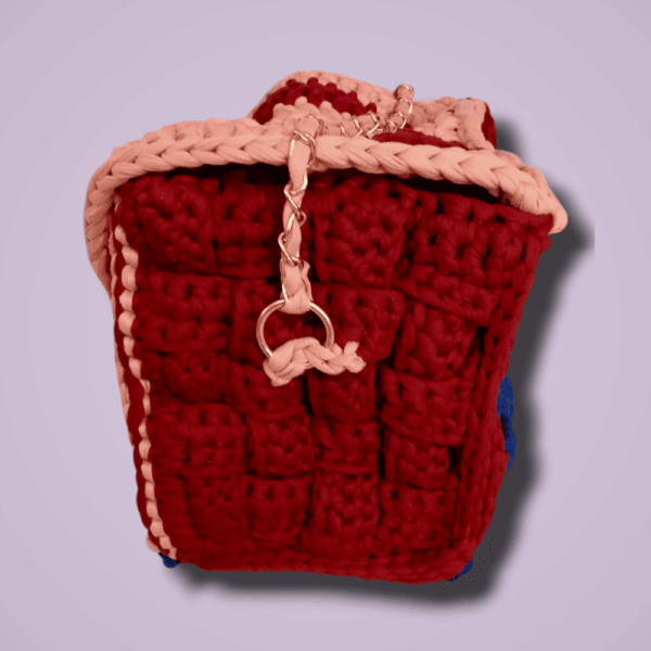 bolso-37 Bolsa Tipo Flap Cuadrado - Tejida A Crochet - Hecho A Mano