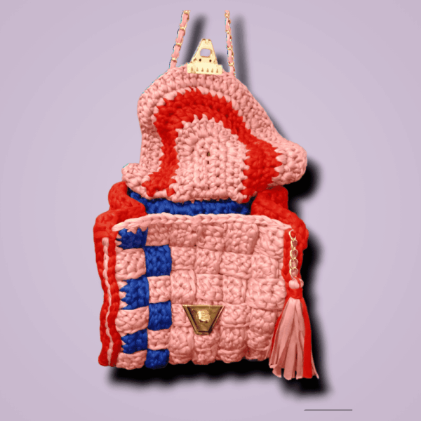 bolso-42 Bolsa Tipo Flap Cuadrado - Tejida A Crochet - Hecho A Mano