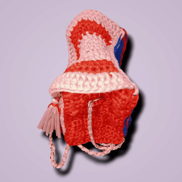 bolso-43 Bolsa Tipo Flap Cuadrado - Tejida A Crochet - Hecho A Mano