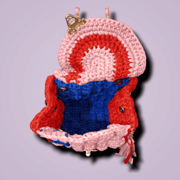 bolso-45 Bolsa Tipo Flap Cuadrado - Tejida A Crochet - Hecho A Mano