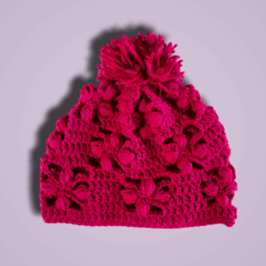 Gorro Bugambilia: Tejido a Mano con Flores y Pomón